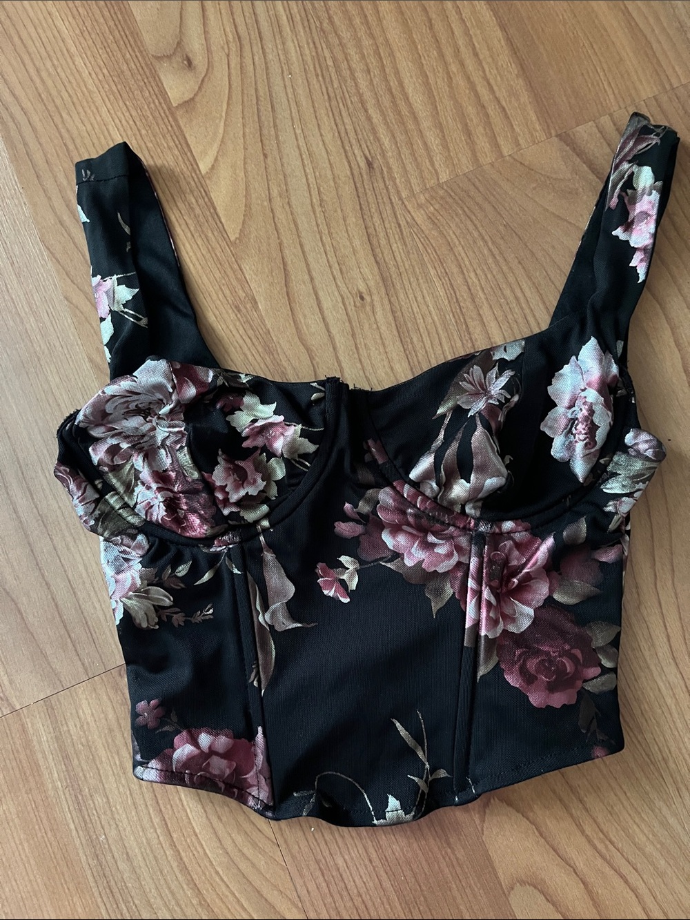 Windsor Black Floral Bustier Crop Top